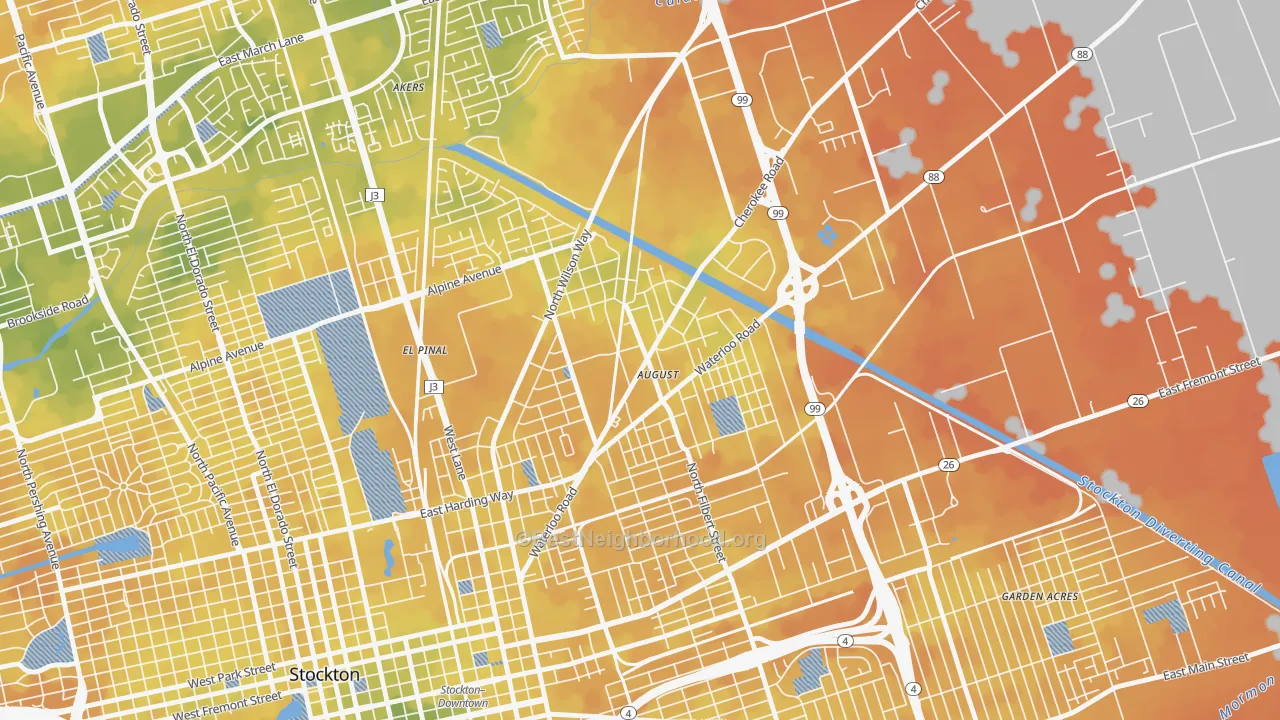Bike Grade map of August, CA