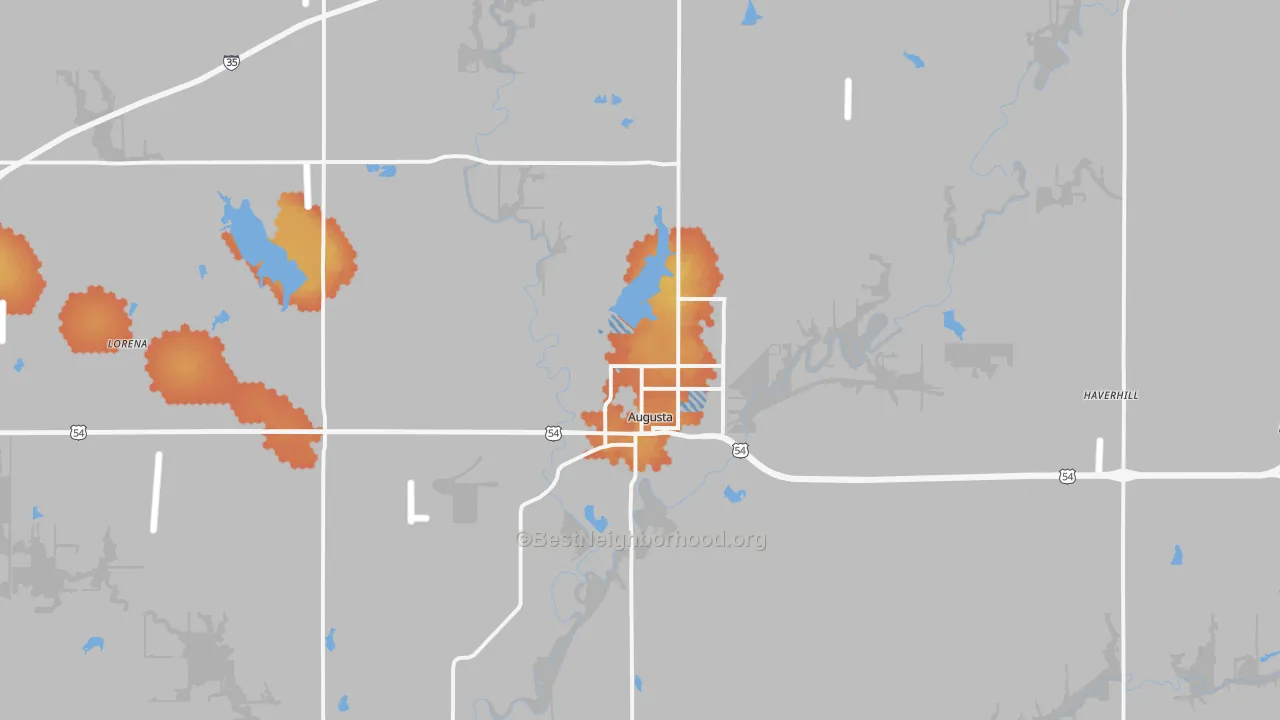 Bike Grade map of Augusta, KS