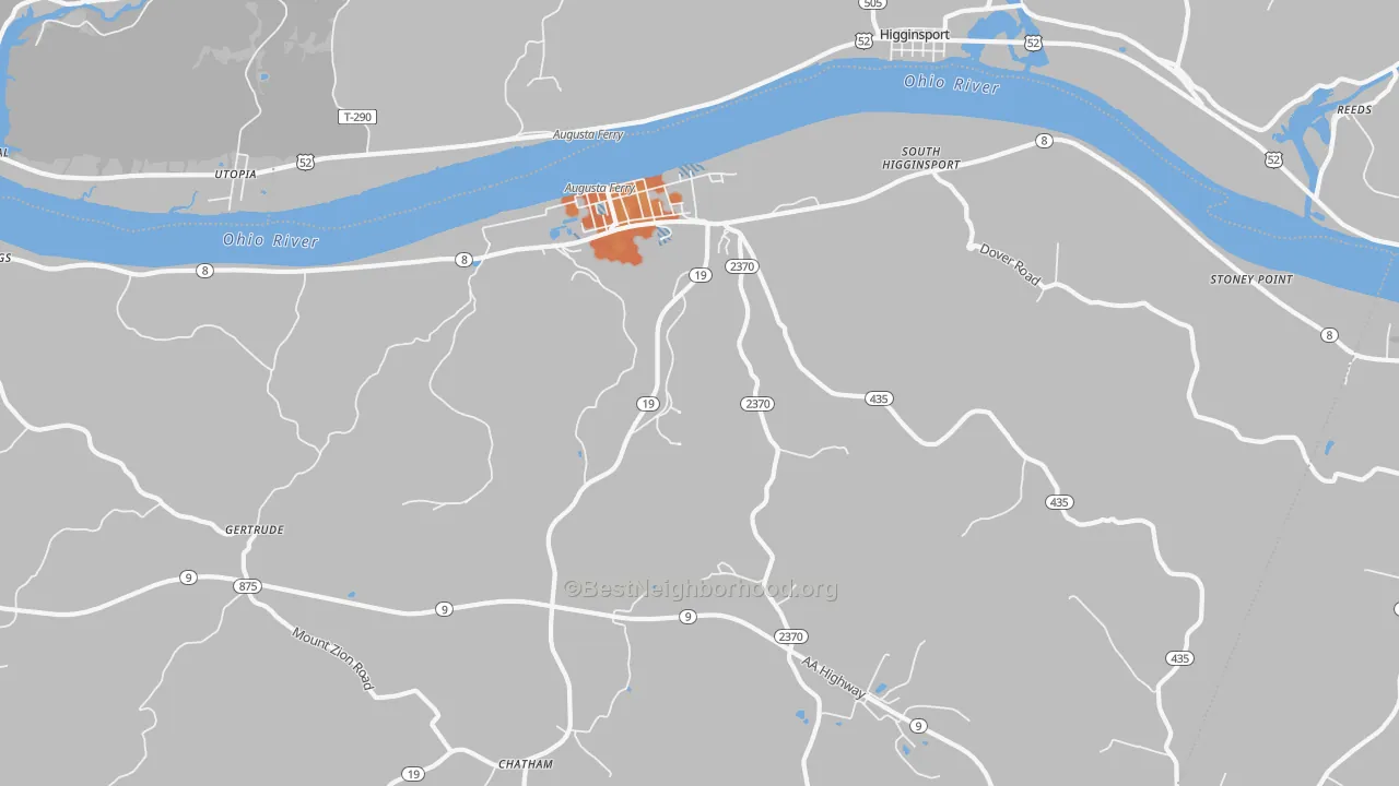 Bike Grade map of Augusta, KY