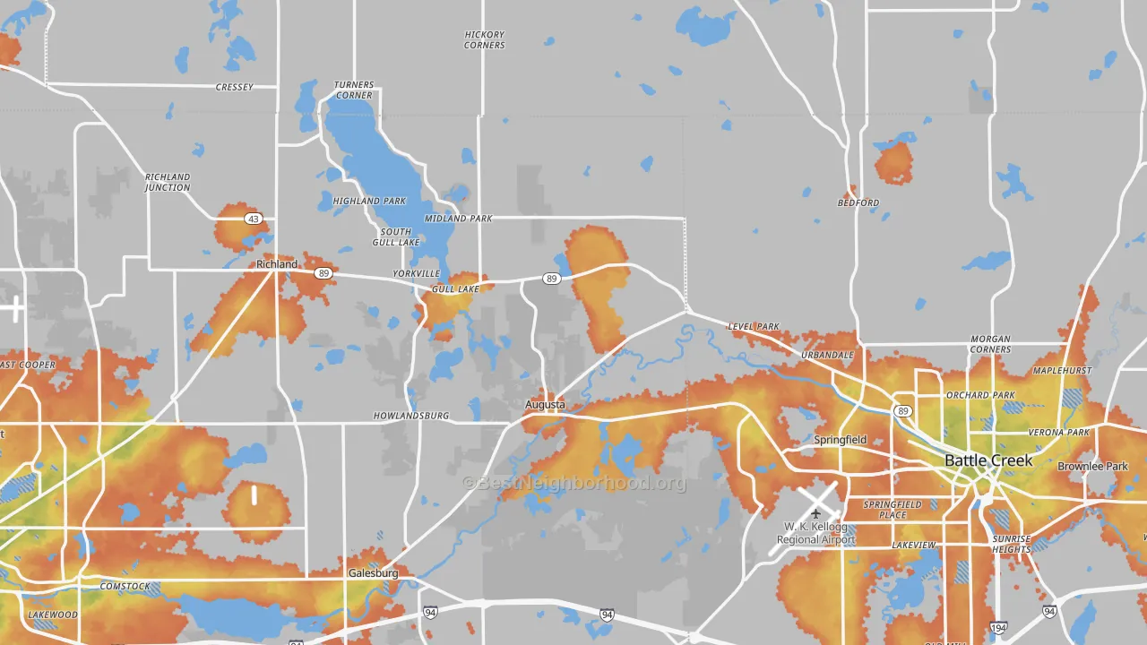 Bike Grade map of Augusta, MI