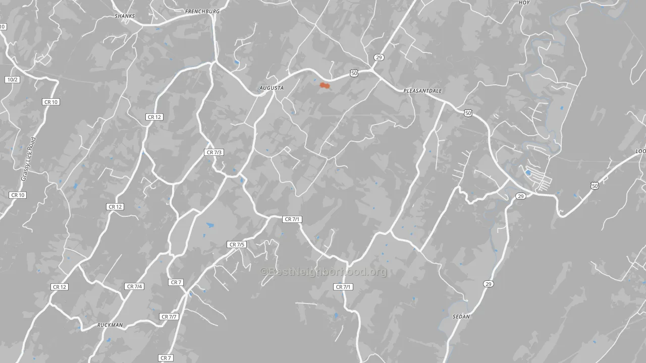 Bike Grade map of Augusta, WV