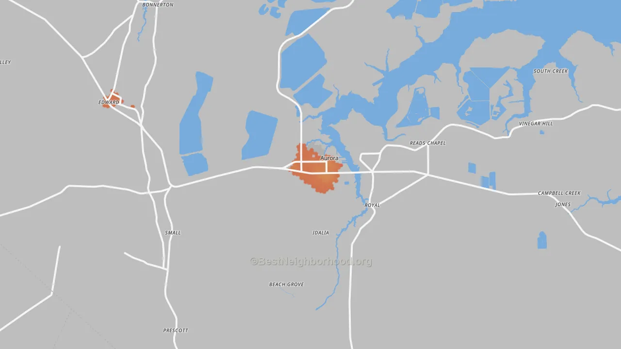 Bike Grade map of Aurora, NC