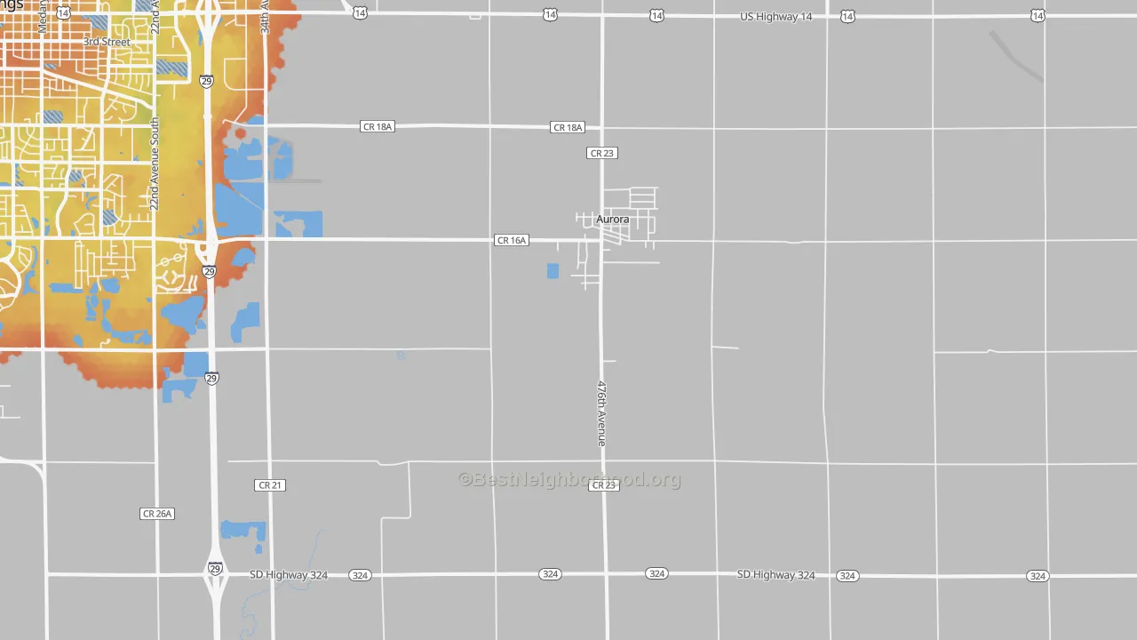 Bike Grade map of Aurora, SD