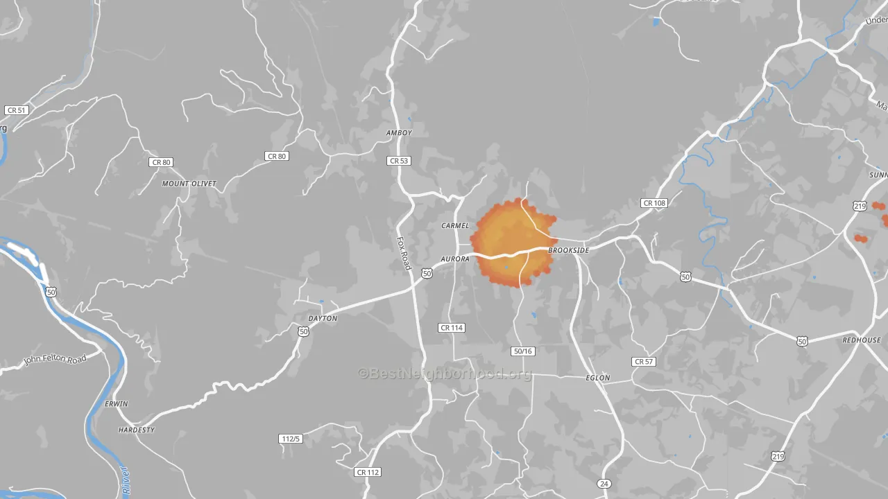Bike Grade map of Aurora, WV