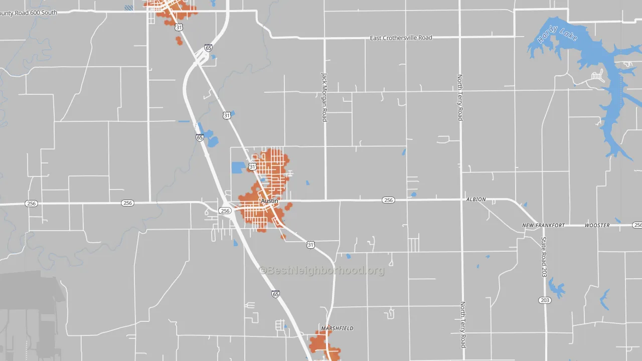 Bike Grade map of Austin, IN