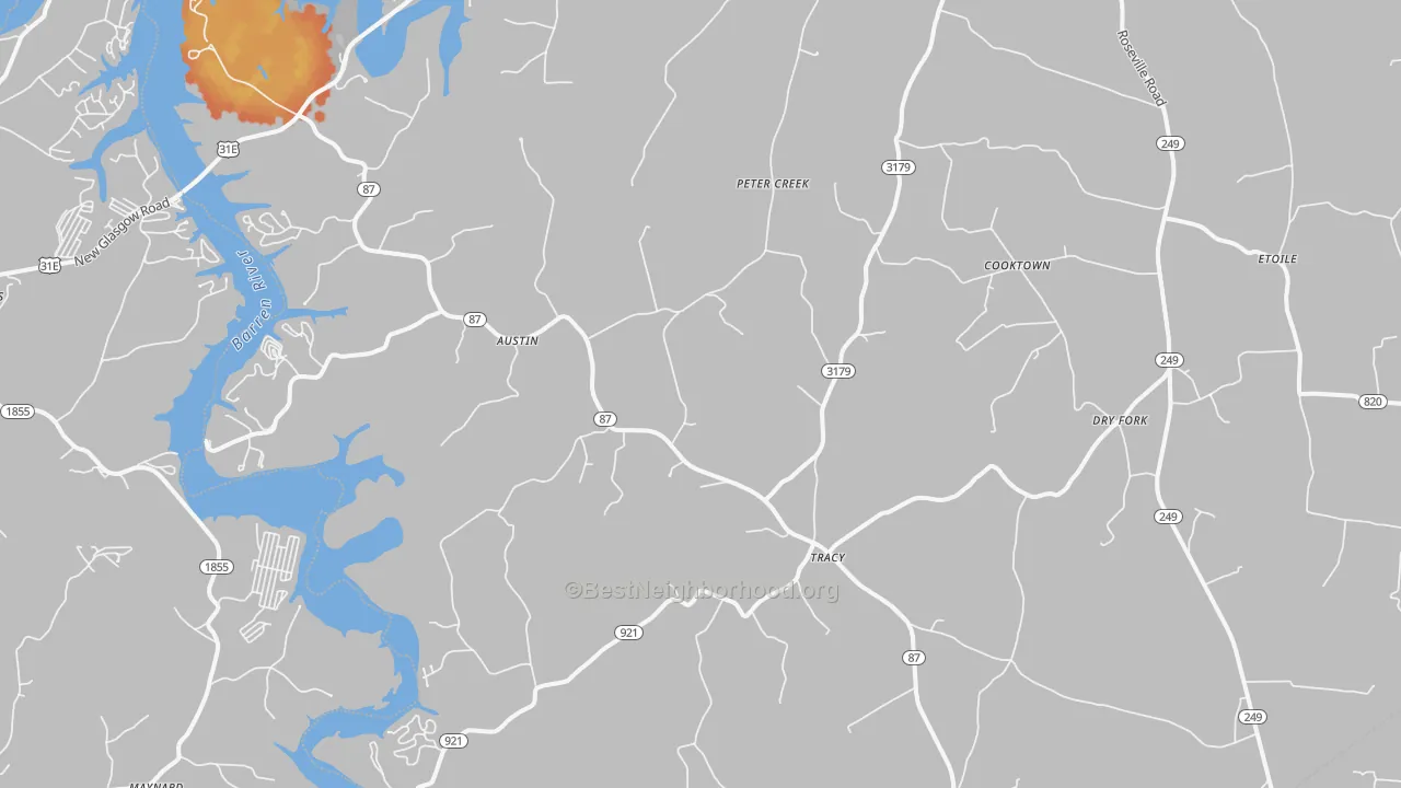 Bike Grade map of Austin, KY