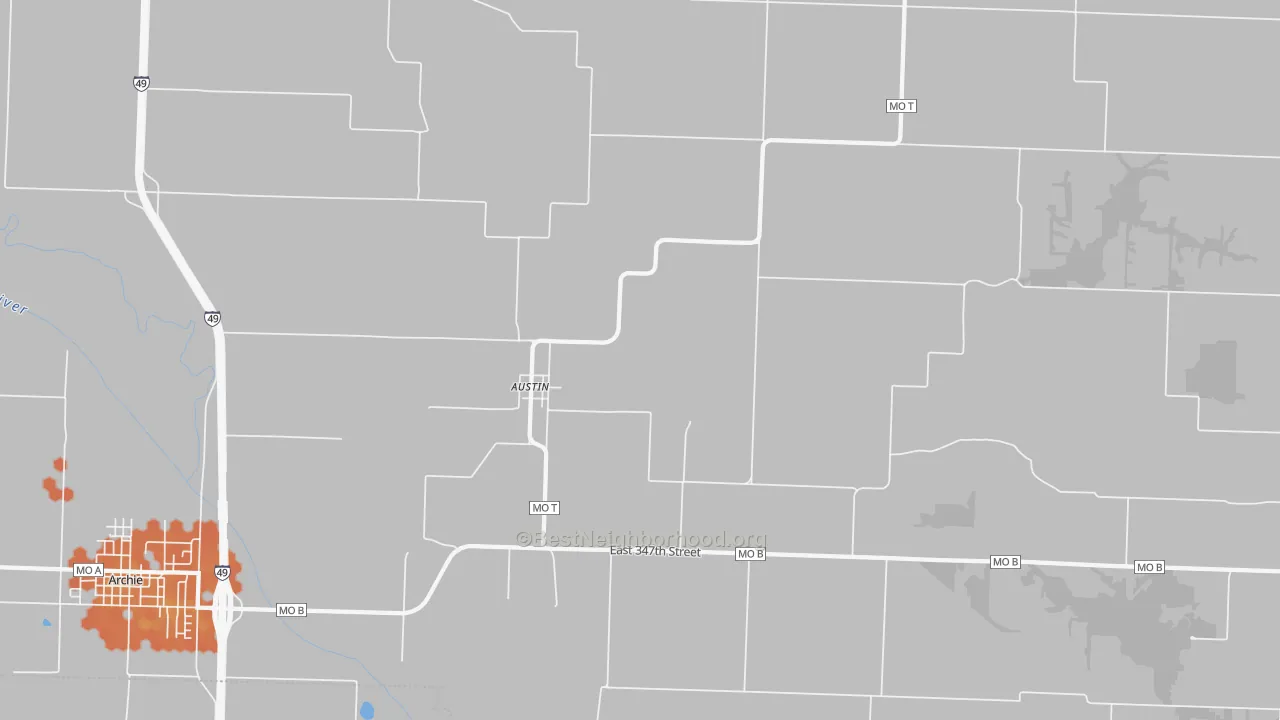 Bike Grade map of Austin, MO