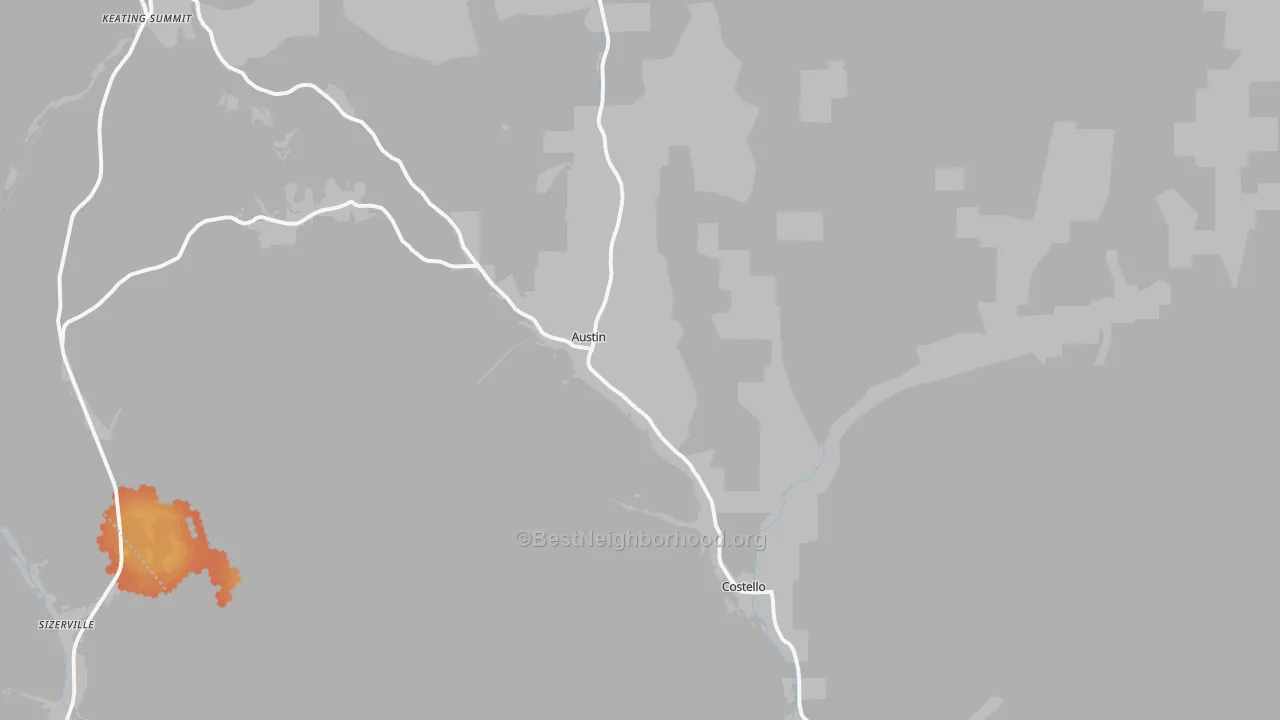 Bike Grade map of Austin, PA