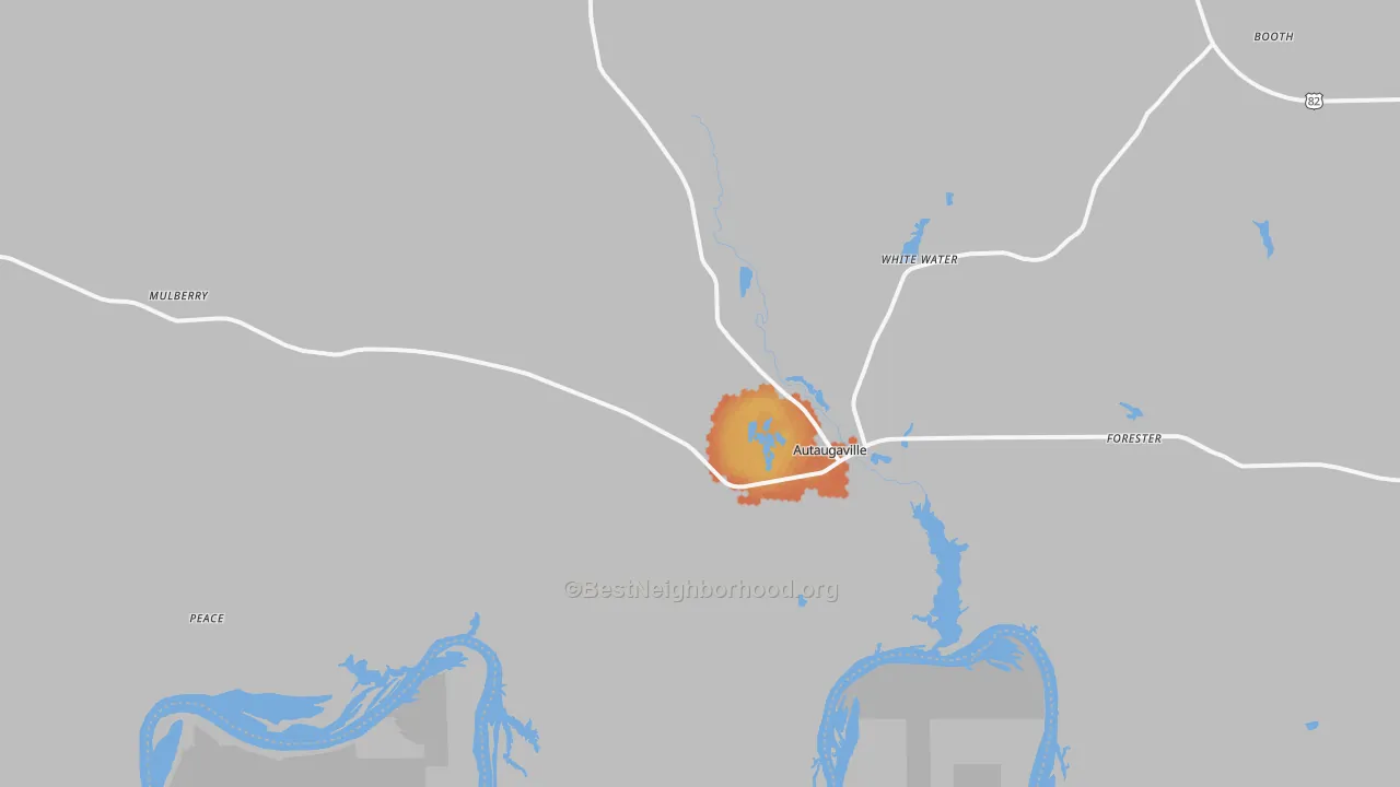 Bike Grade map of Autaugaville, AL