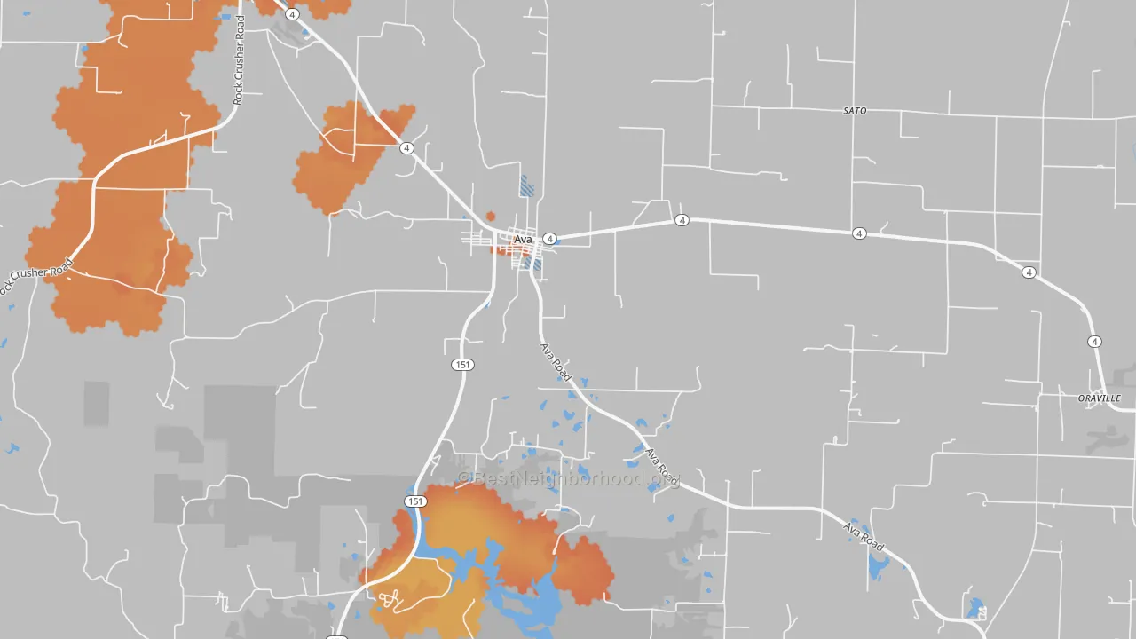 Bike Grade map of Ava, IL