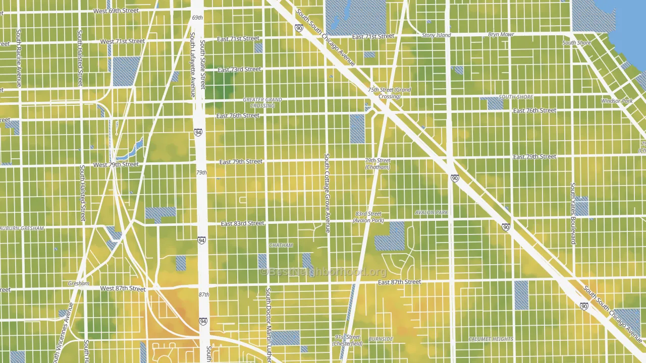 Bike Grade map of Avalon Highlands, Chicago, IL