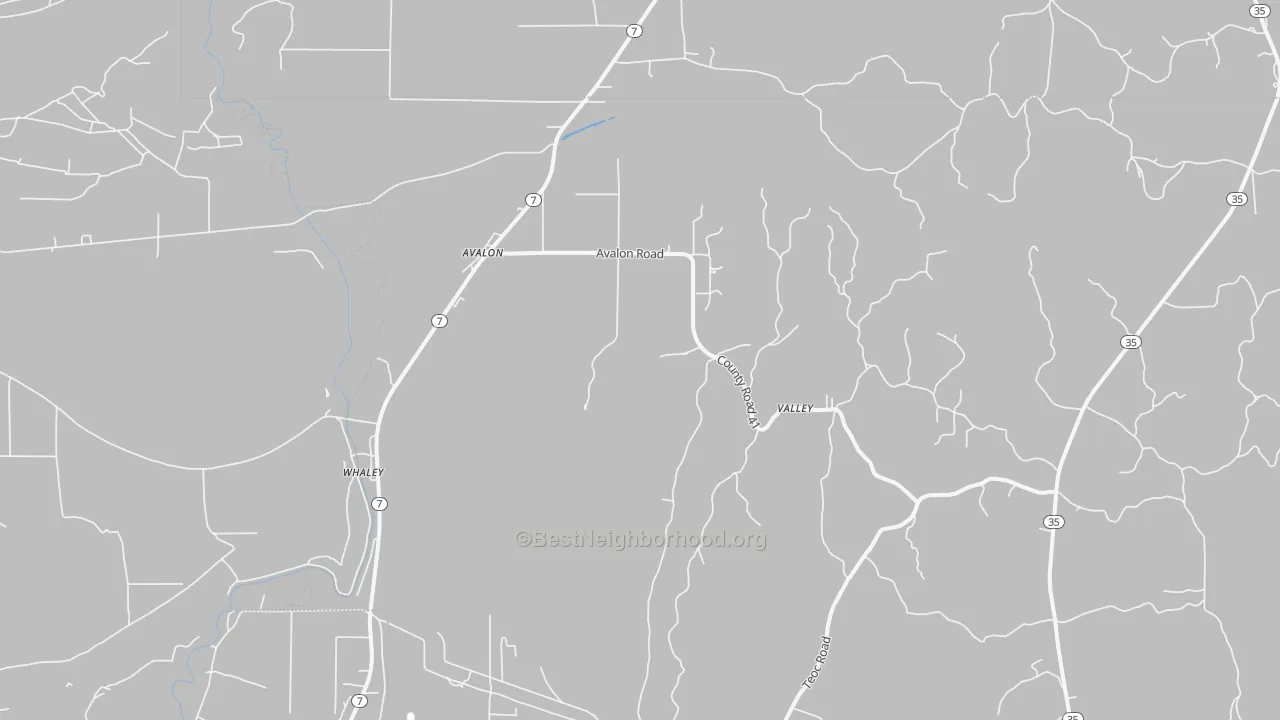 Bike Grade map of Avalon, MS