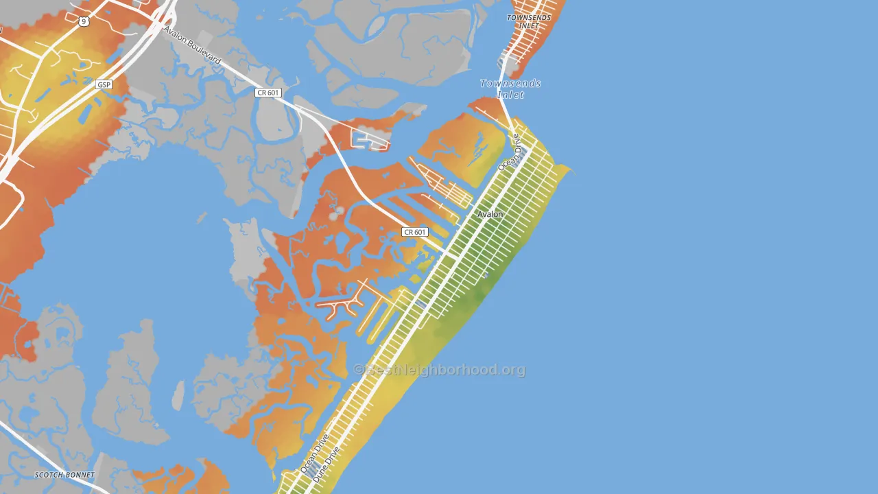 Bike Grade map of Avalon, NJ