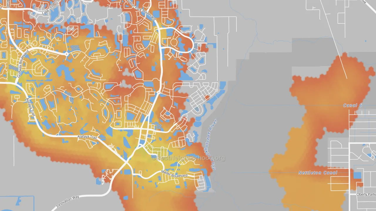 Bike Grade map of Avalon Park Village, Alafaya, FL