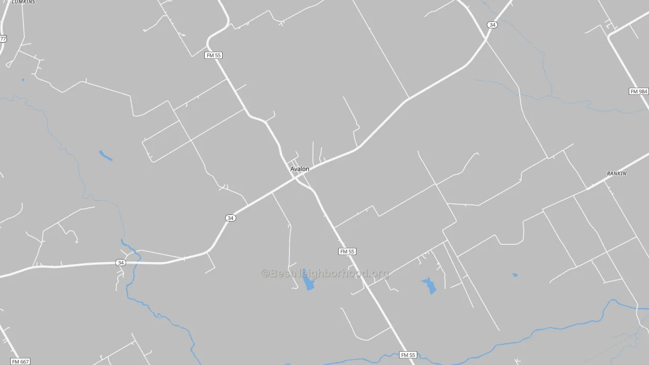 Bike Grade map of Avalon, TX