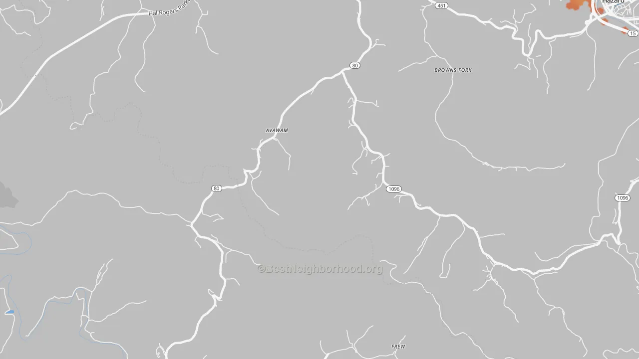 Bike Grade map of Avawam, KY