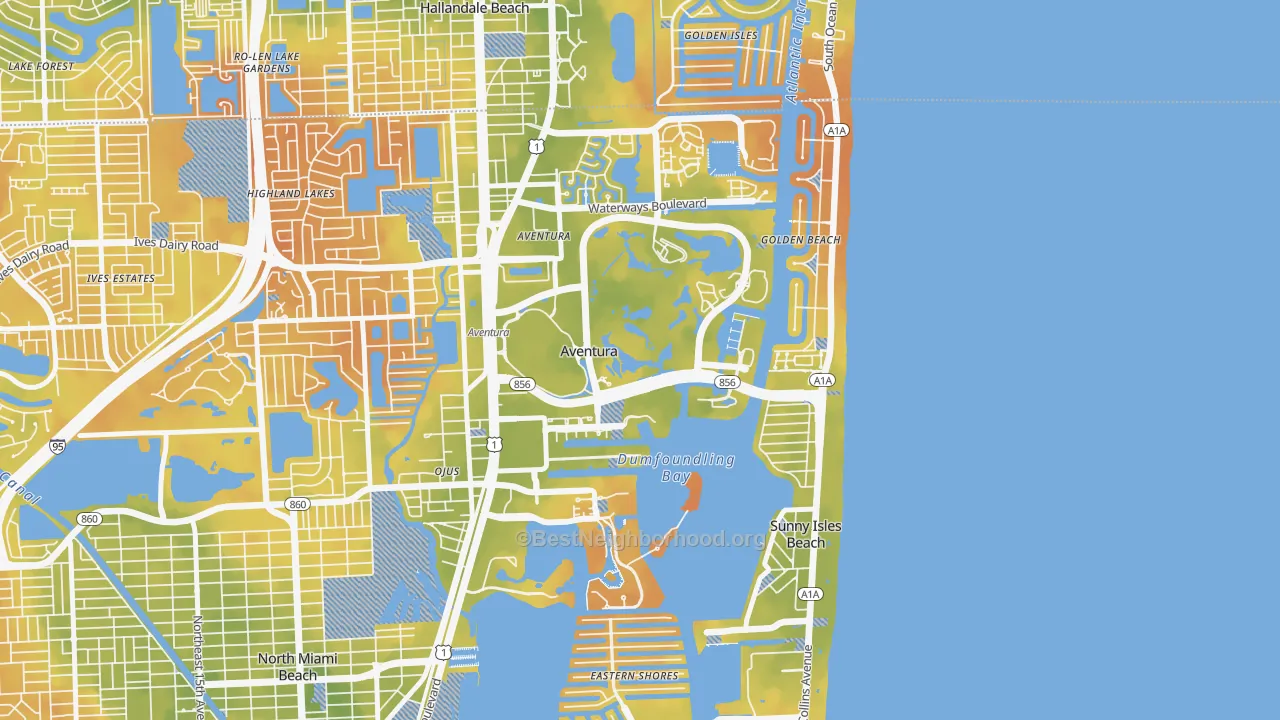 Bike Grade map of Aventura, FL