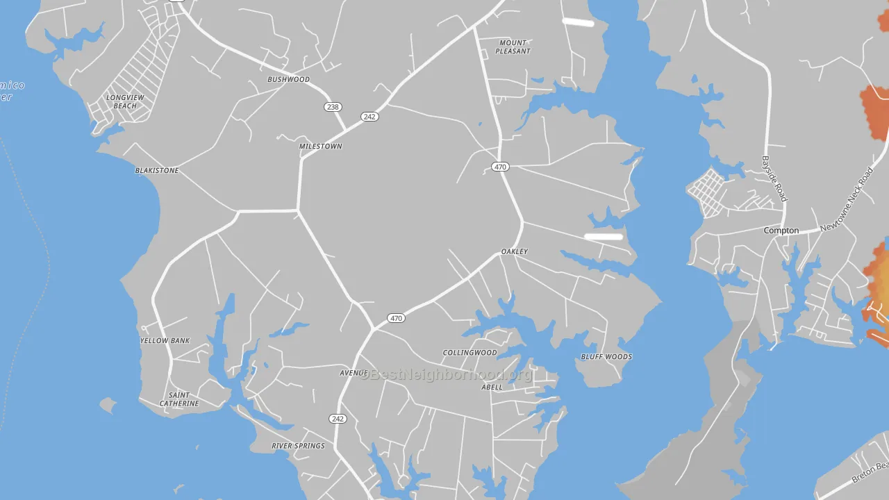 Bike Grade map of Avenue, MD
