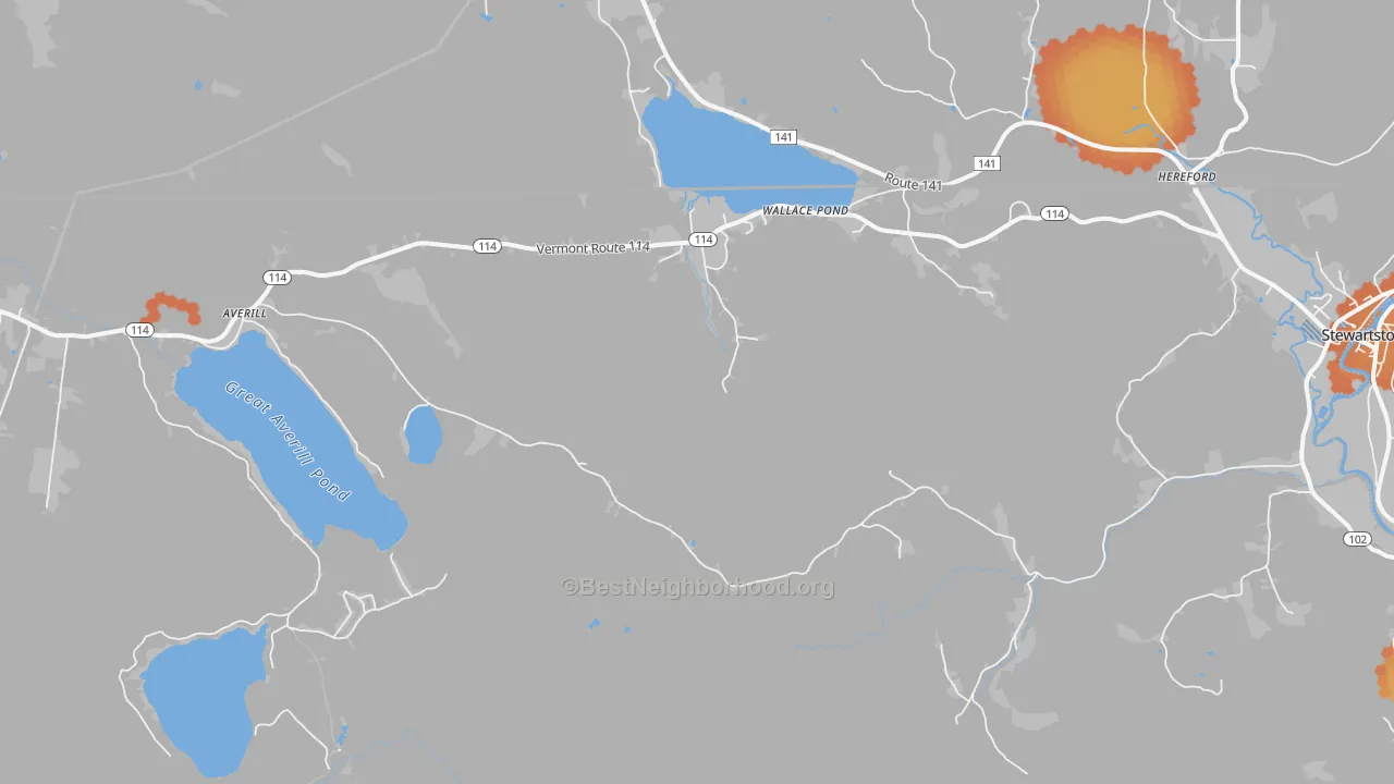Bike Grade map of Averill, VT