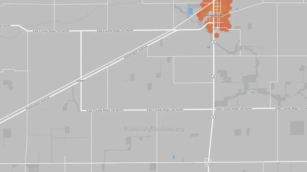 Bike Grade map of Avery, IN