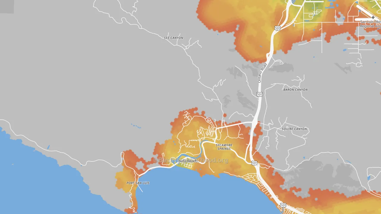 Bike Grade map of Avila Beach, CA