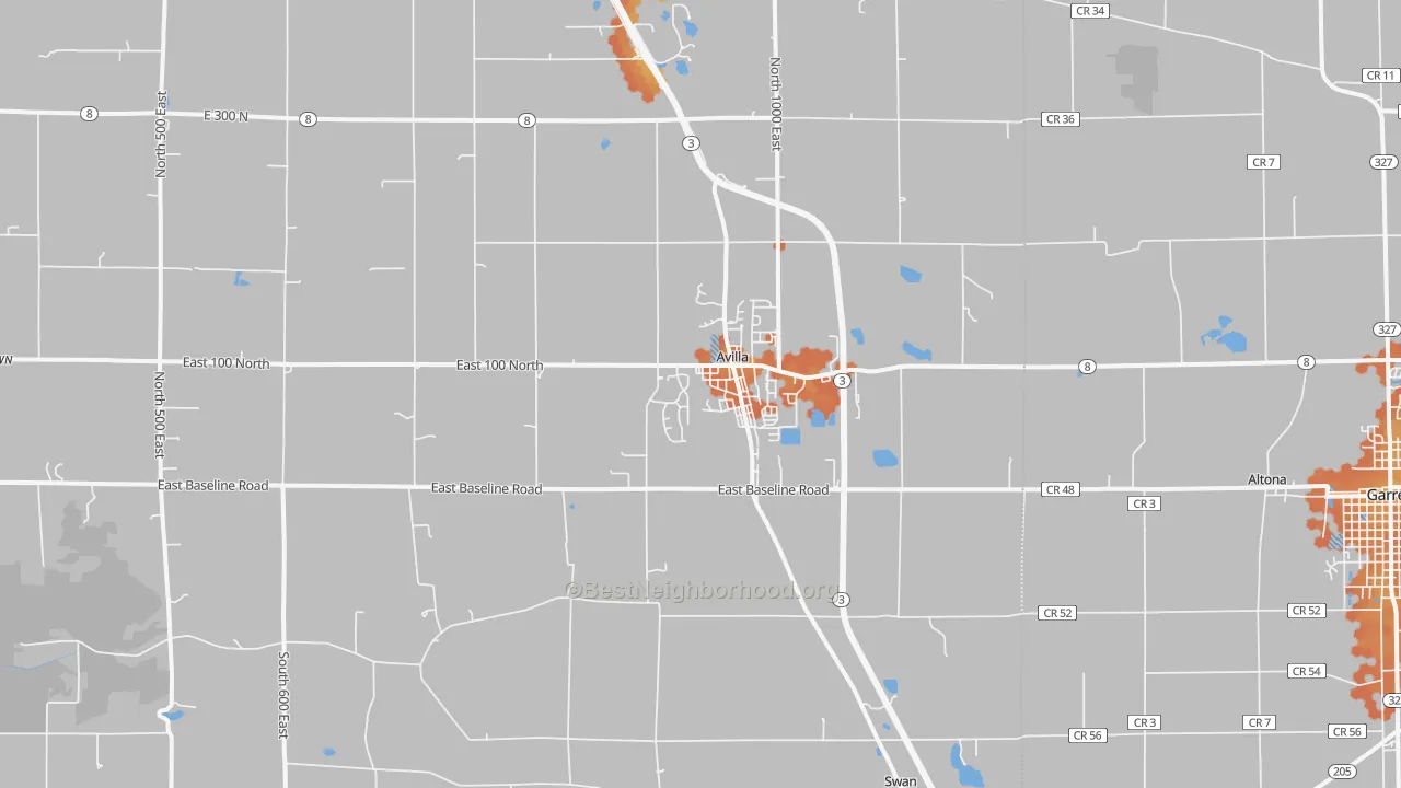 Bike Grade map of Avilla, IN