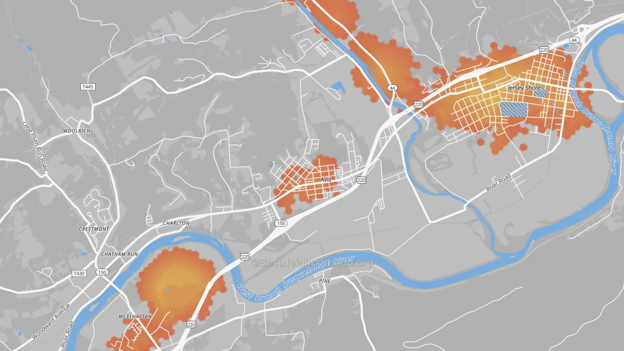 Bike Grade map of Avis, PA
