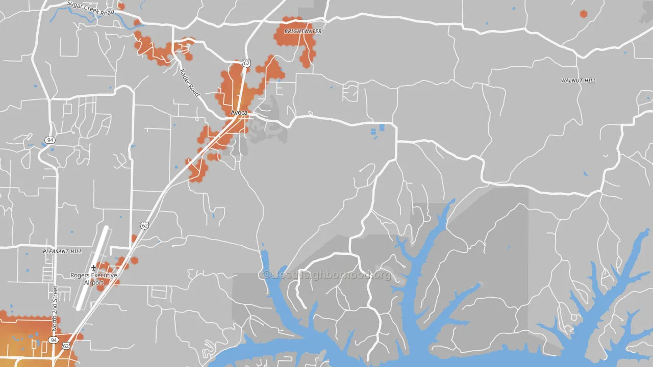 Bike Grade map of Avoca, AR