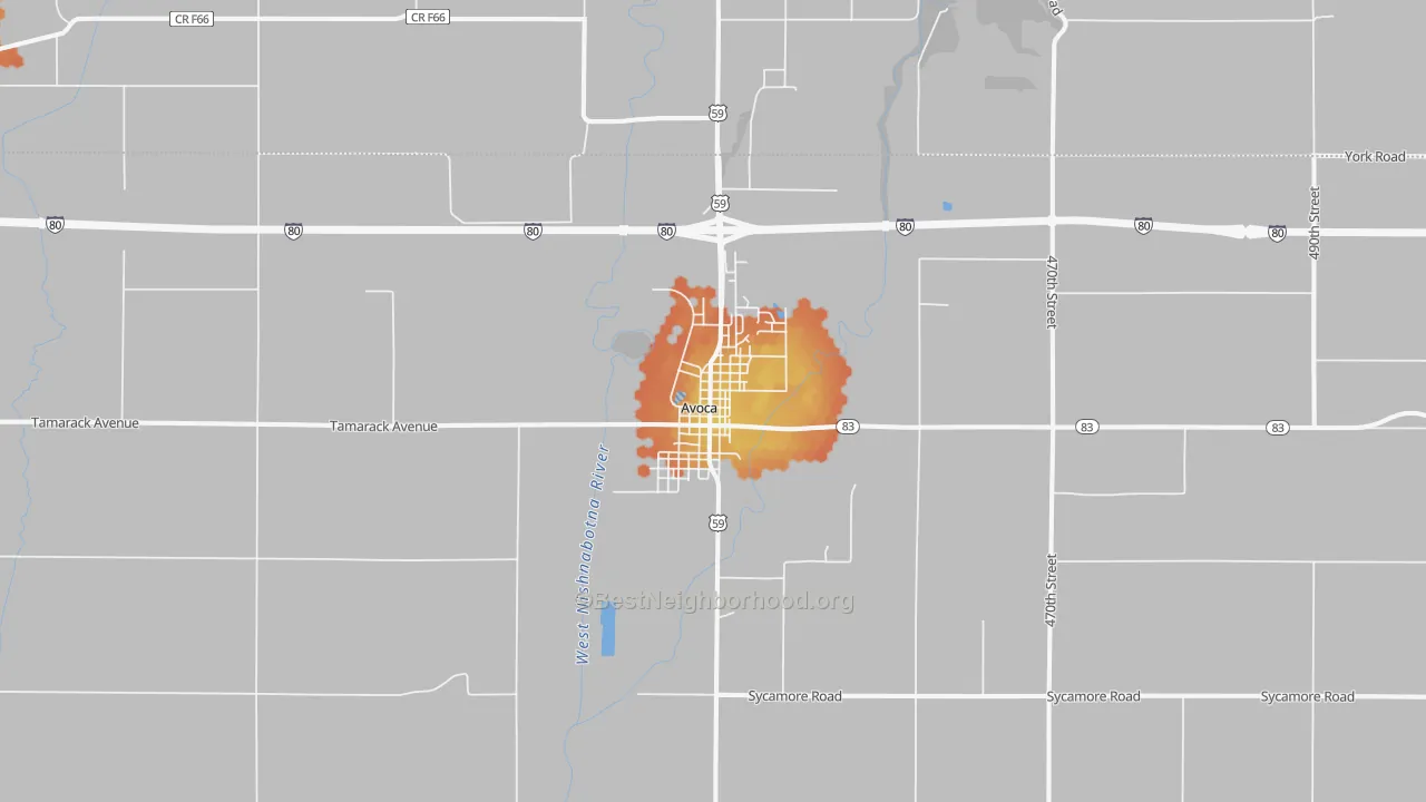 Bike Grade map of Avoca, IA