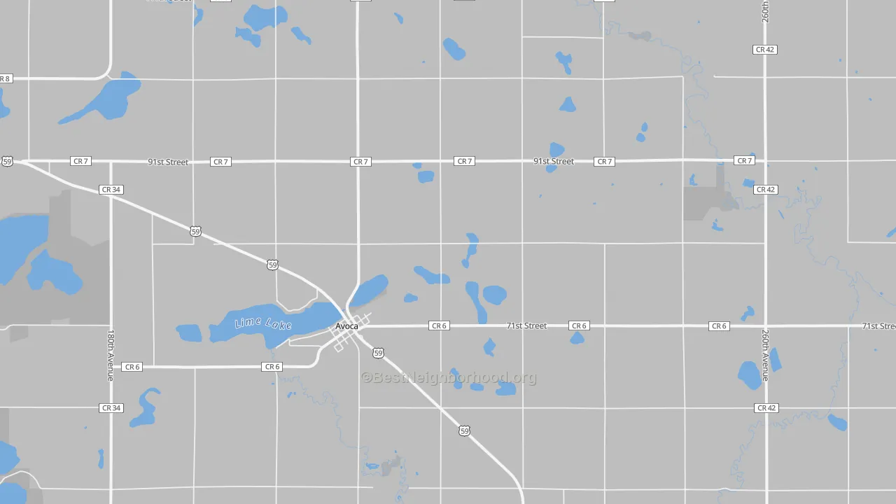 Bike Grade map of Avoca, MN