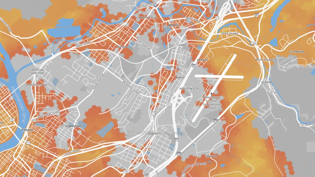 Bike Grade map of Avoca, PA