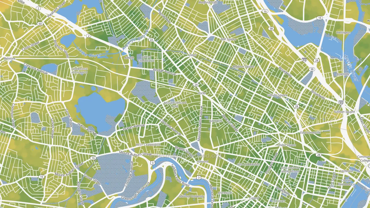 Bike Grade map of Avon Hill, Cambridge, MA