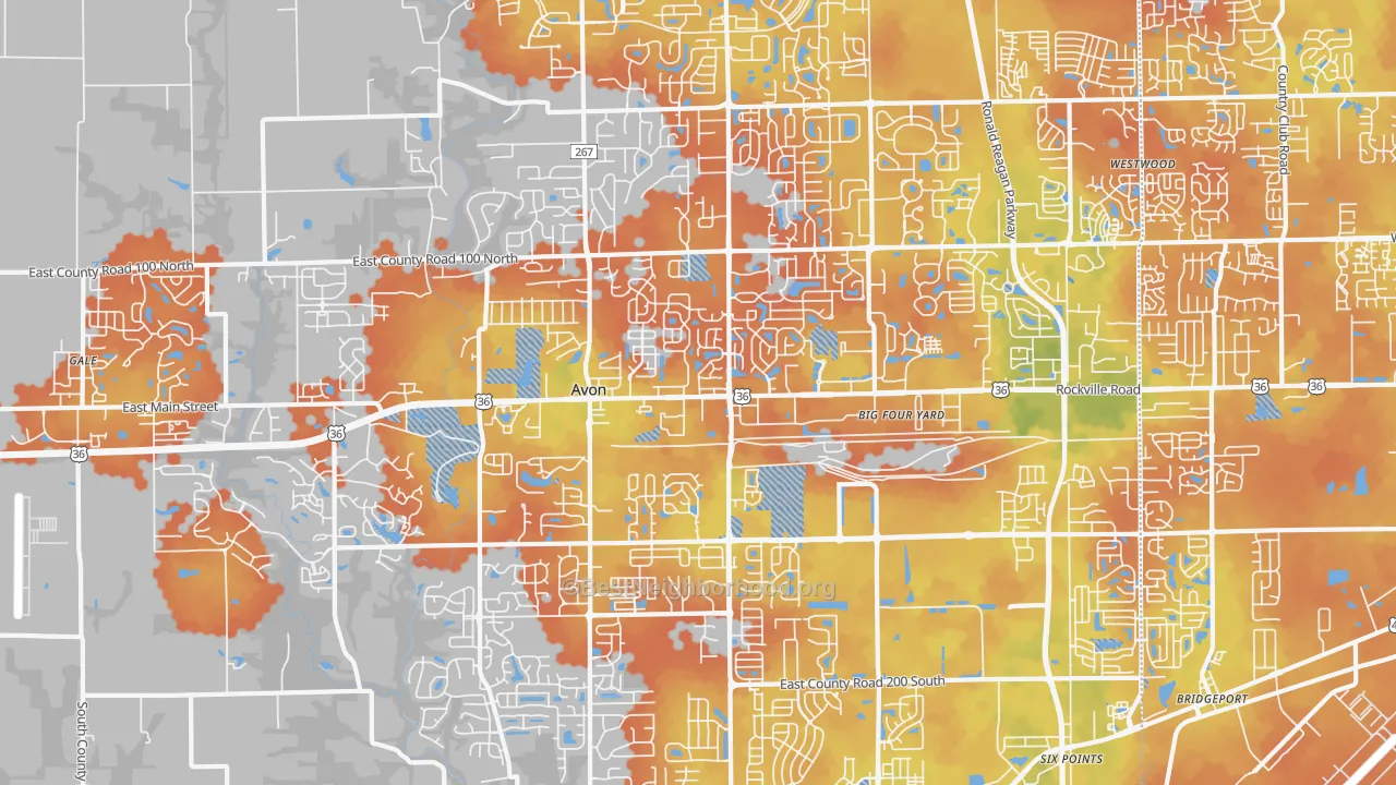 Bike Grade map of Avon, IN