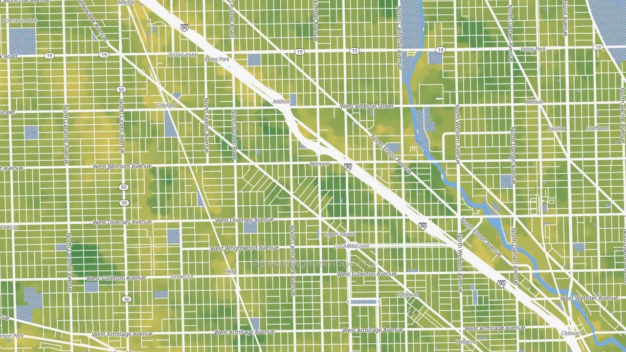 Bike Grade map of Avondale, Chicago, IL