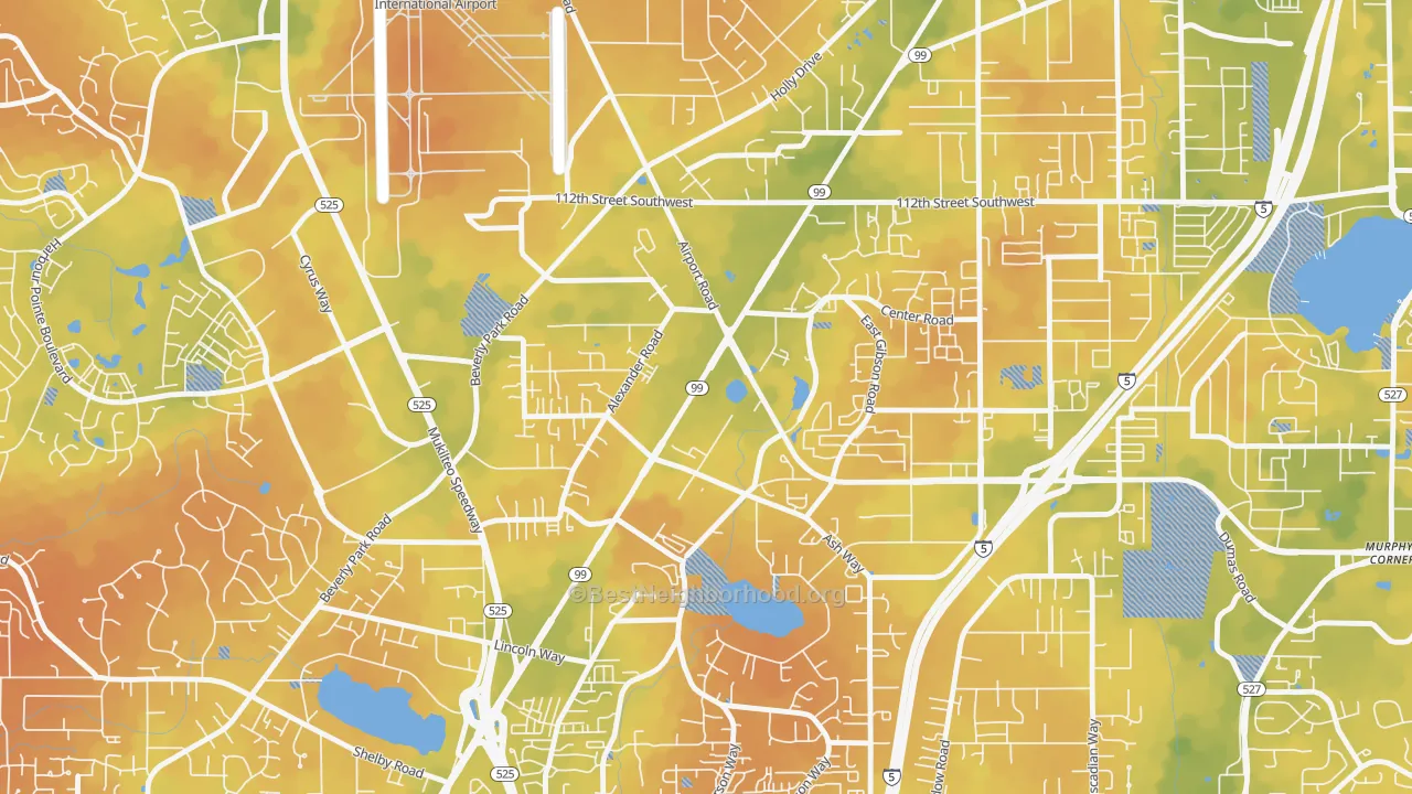 Bike Grade map of Avondale, Everett, WA