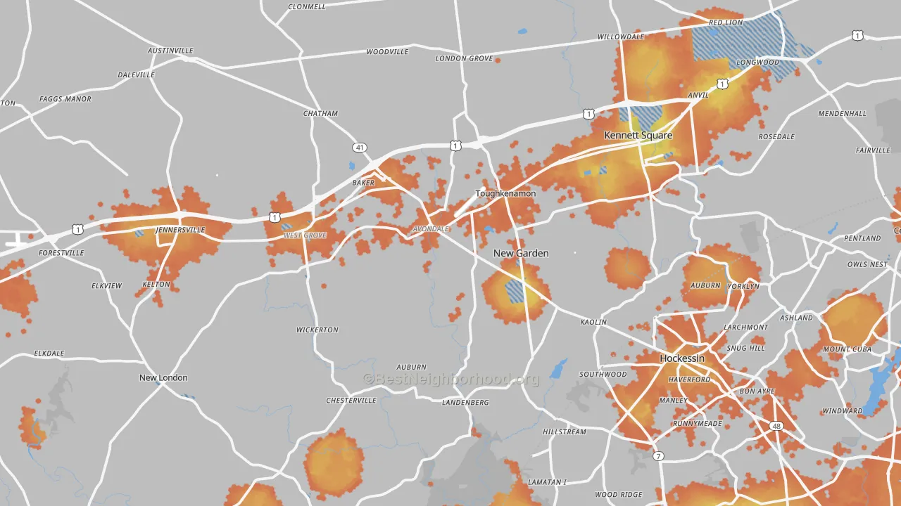 Bike Grade map of Avondale, PA