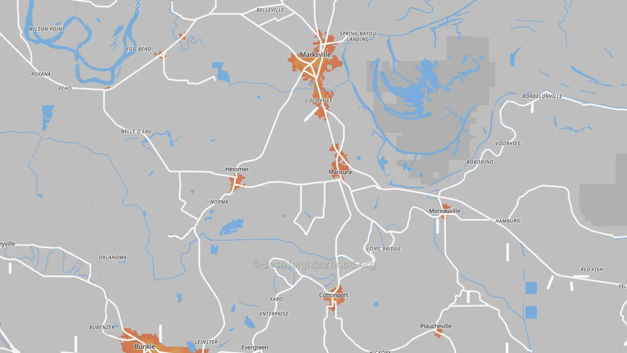 Bike Grade map of Avoyelles Parish, LA