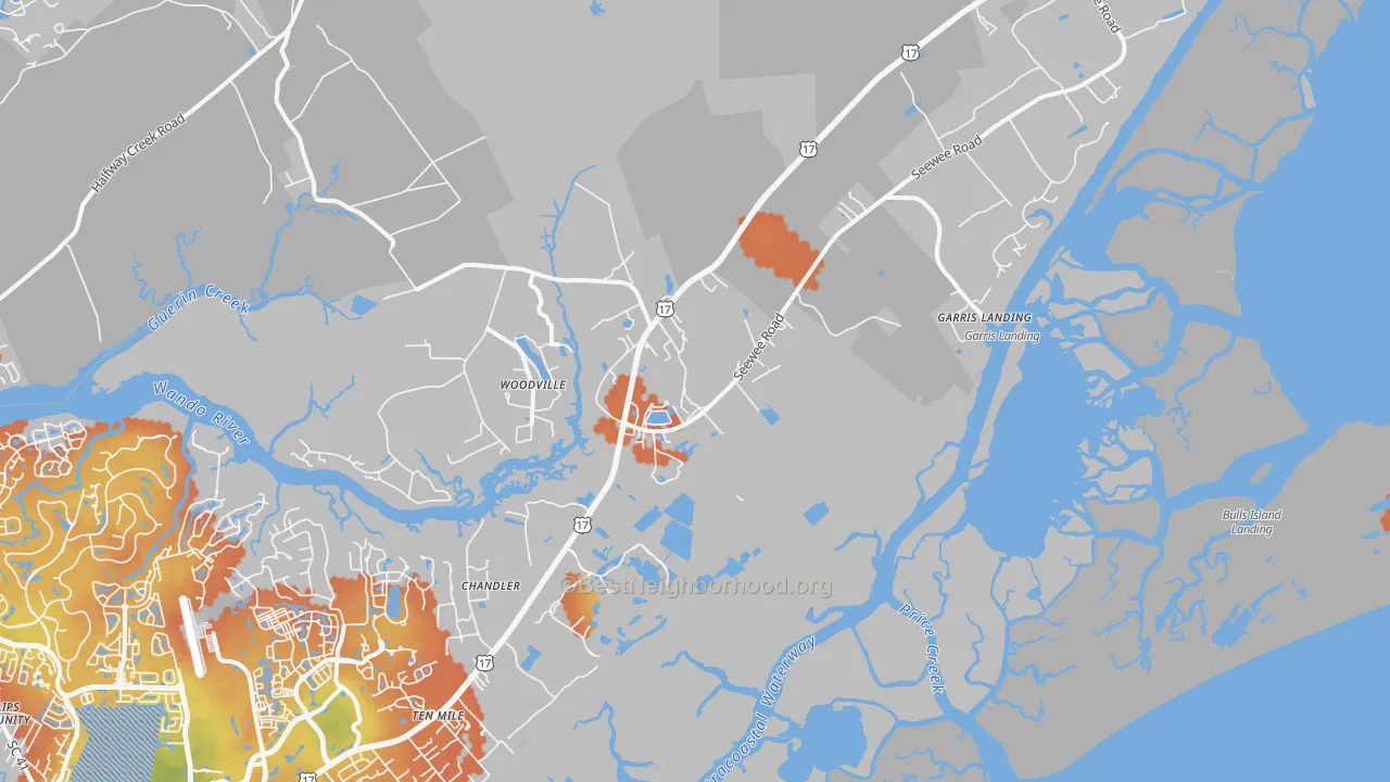 Bike Grade map of Awendaw, SC