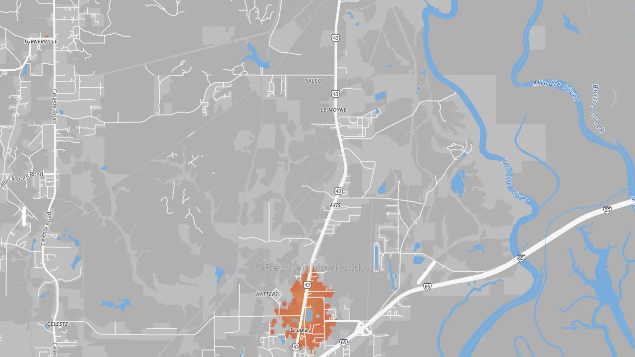 Bike Grade map of Axis, AL