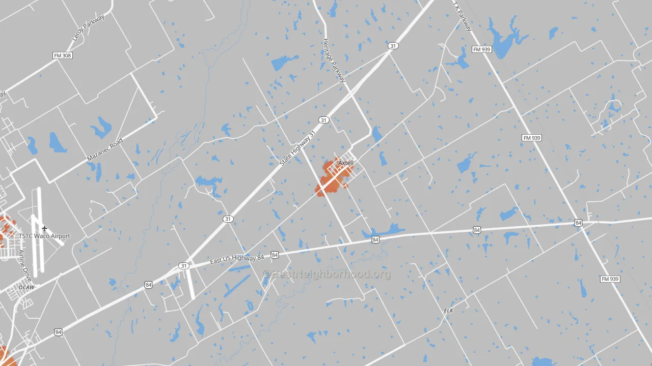 Bike Grade map of Axtell, TX