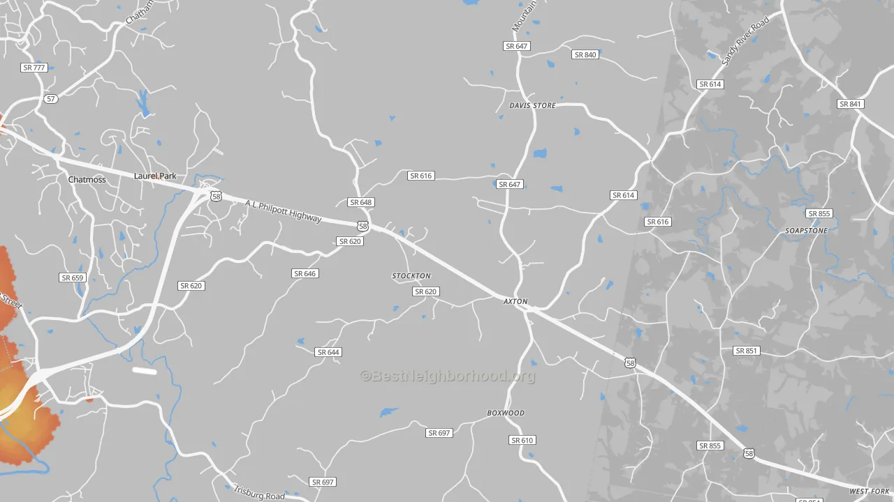 Bike Grade map of Axton, VA