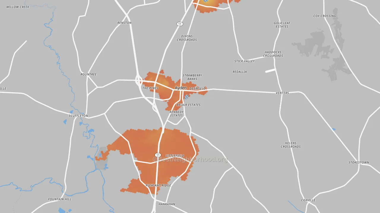 Bike Grade map of Ayden, NC