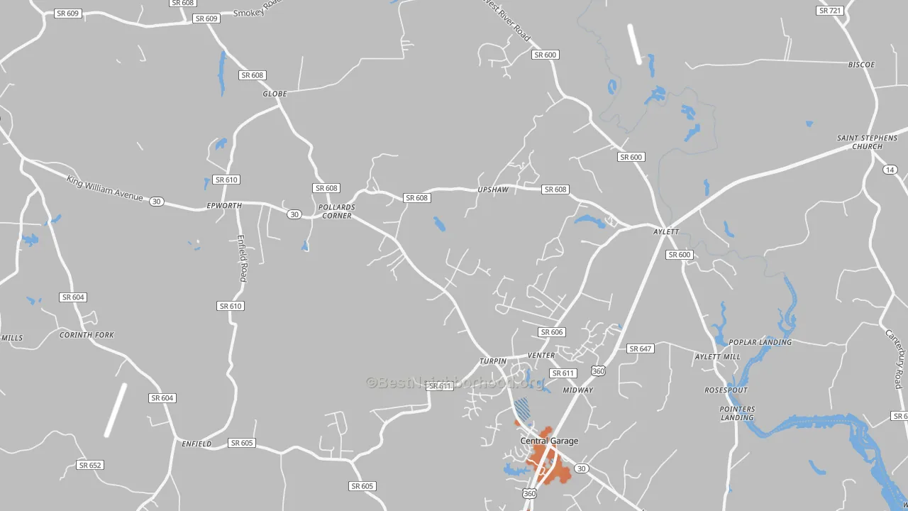 Bike Grade map of Aylett, VA