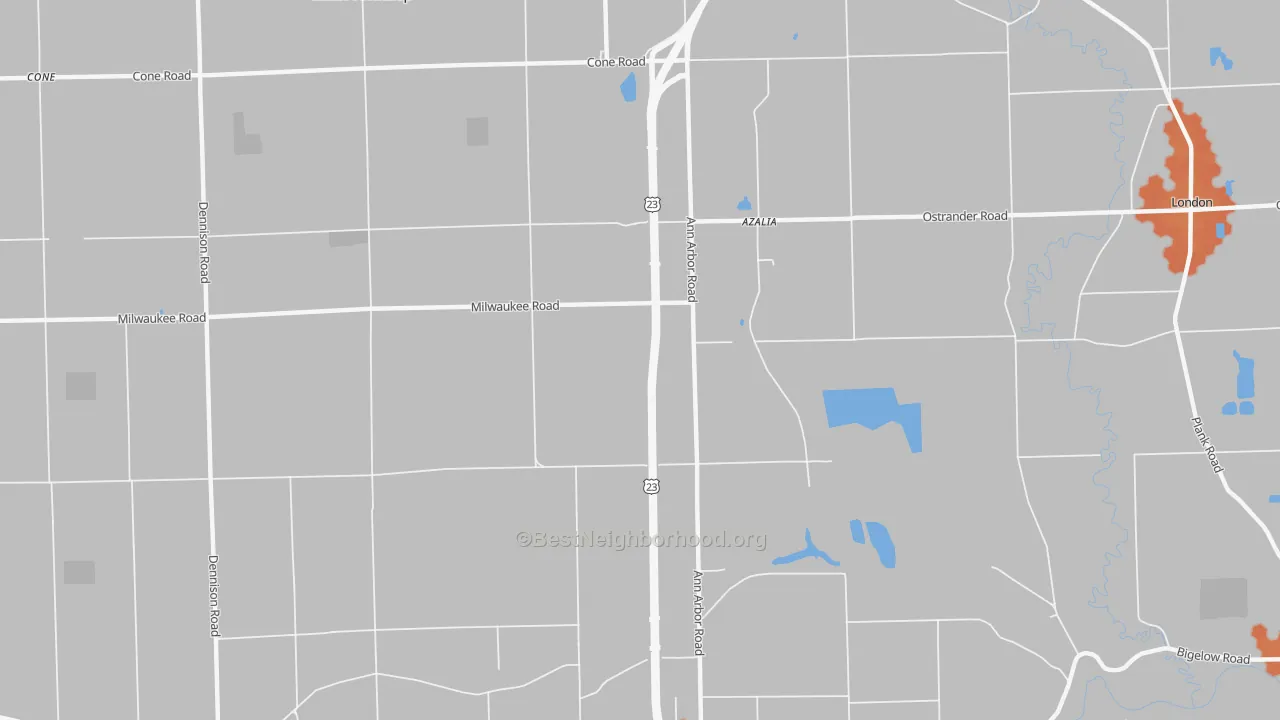 Bike Grade map of Azalia, MI
