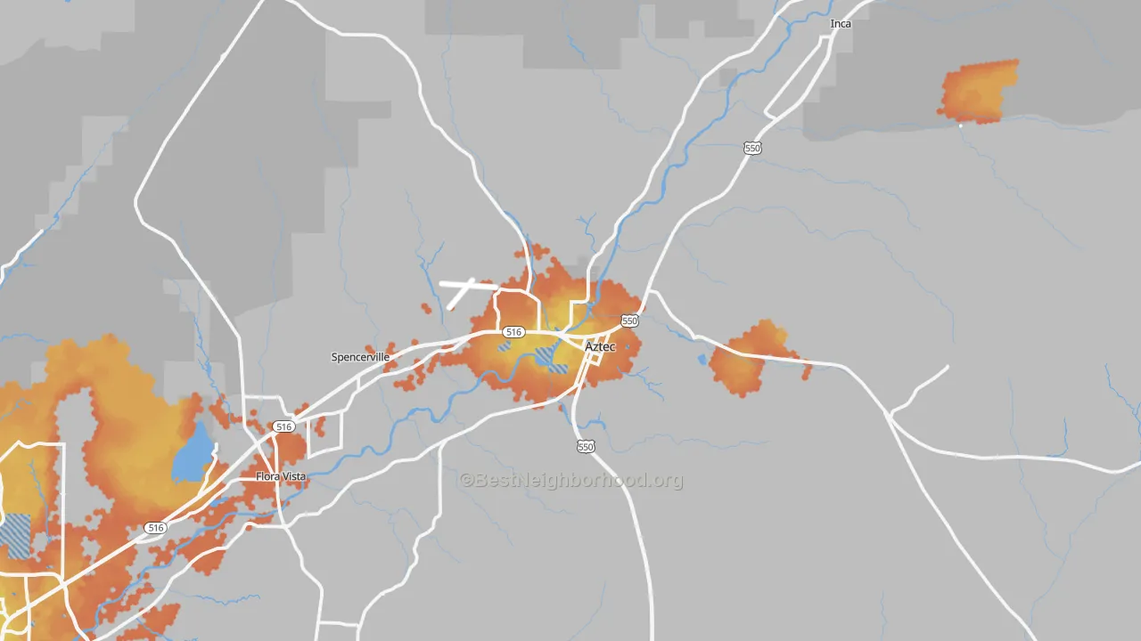 Bike Grade map of Aztec, NM