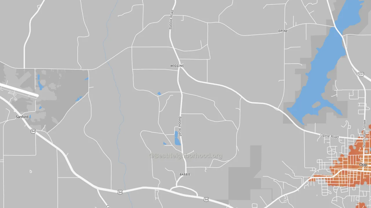 Bike Grade map of Babbie, AL