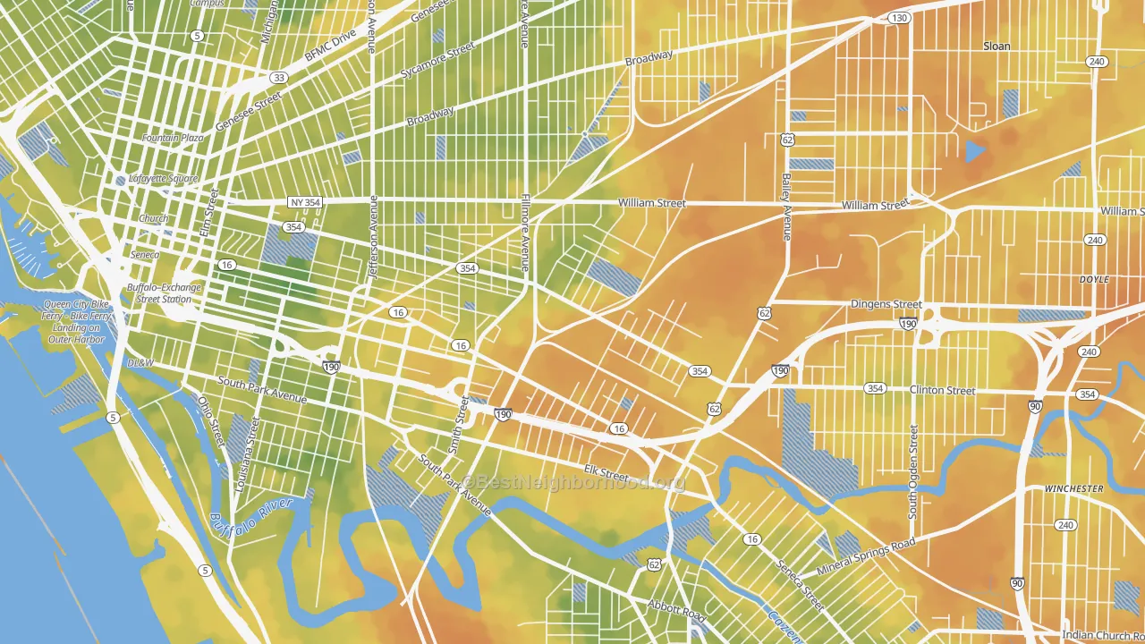 Bike Grade map of Babcock, Buffalo, NY