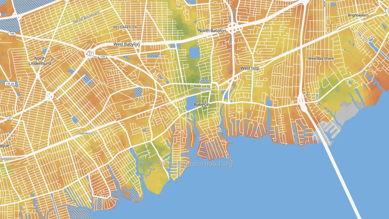 Bike Grade map of Babylon, NY