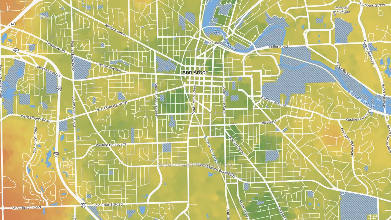 Bike Grade map of Bach, Ann Arbor, MI