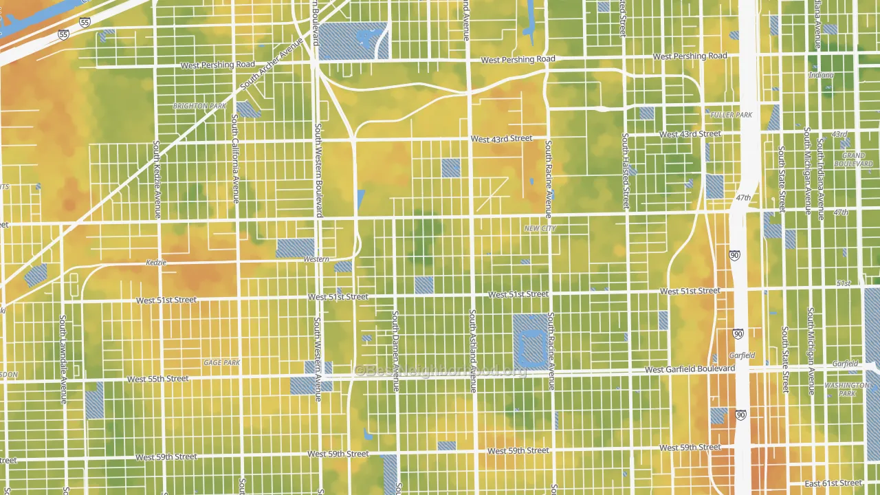 Bike Grade map of Back of the Yards, Chicago, IL